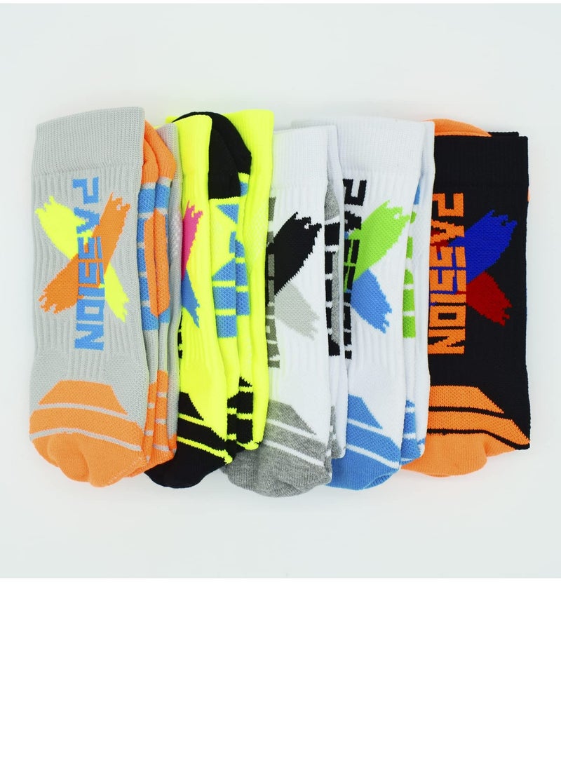 Men's Boys Athletic Crew Socks, 5 Pairs Comfort Breathable Cushioned, Basketball Hiking Training Outdoor Sports Sock - Image 2